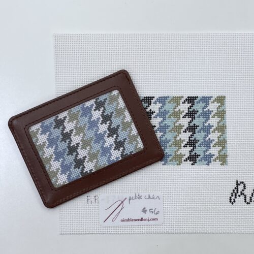 Leather card case & Houndstooth canvas