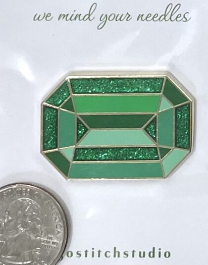 Green Diamond Gemstone Needle Minder