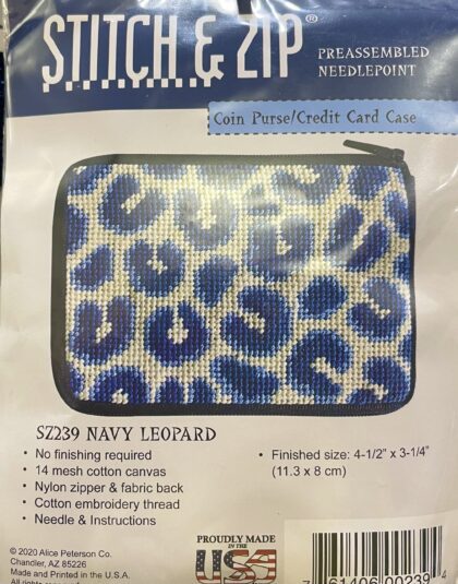 Navy Leopard Pattern Coin / Card purse