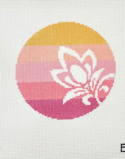 White flower on stripe background ornament