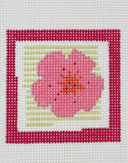 Small Pink Flower on Stripes