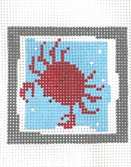 Small Red Crab on Blue