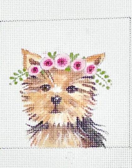 Yorkie with Floral Crown