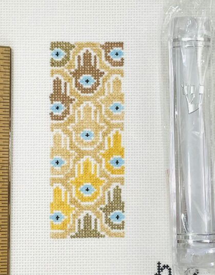 Gold Hamsa Canvas and Mezuzah Acrylic Case