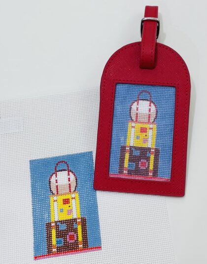 Stack of luggage canvas and Leather luggage tag