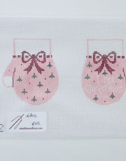 Baby's First Christmas Mittens Ornament in Pink