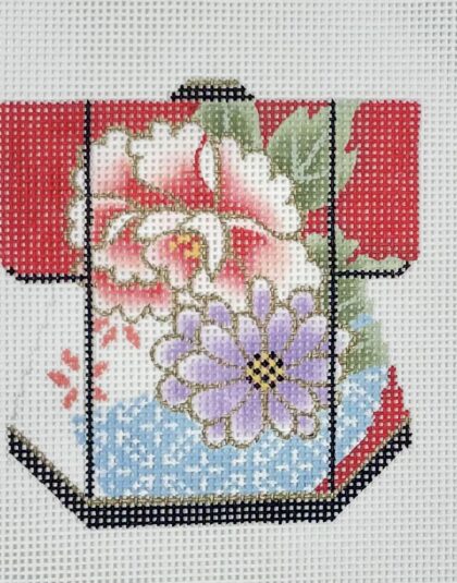 Blossoms on Red Petite Kimono